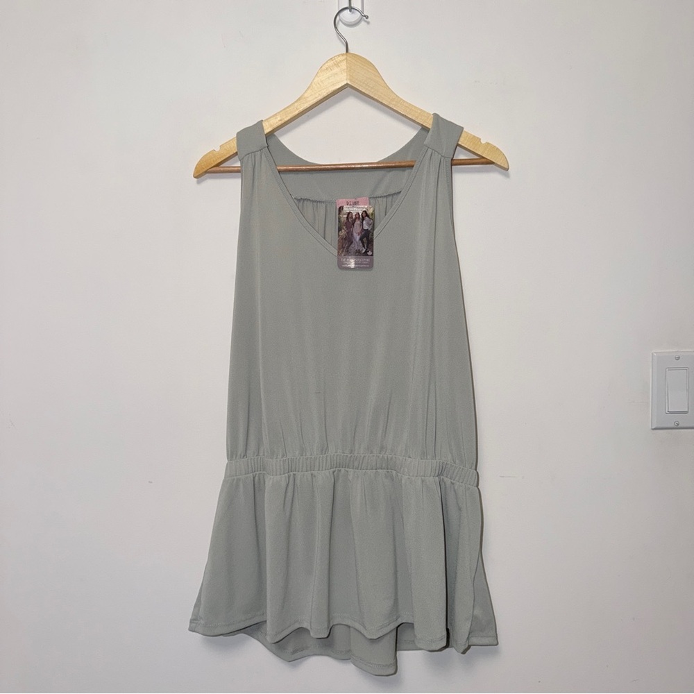 Women’s Light Sage Sleeveless Peplum Top